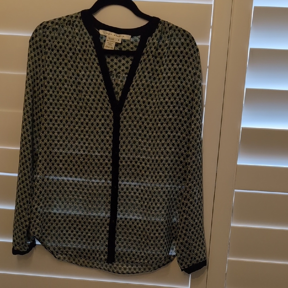 Max Studio Sheer Geometric Blouse, Size S
